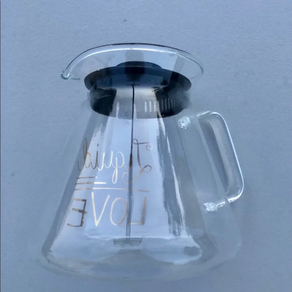 Glass Coffee Carafe Pour Over Liquid Love Gold Embossed